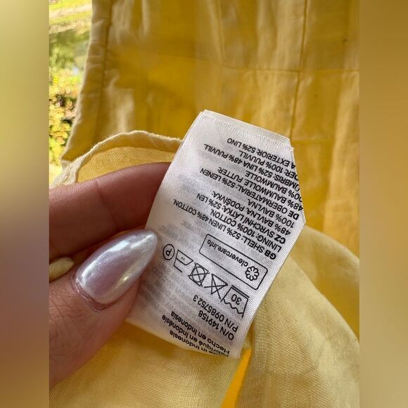 H&M Yellow Linen‎ Blend Off Shoulder Summer Sundress Mini Dress XS NWT - Picture 8 of 8